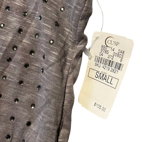 WESSEX Women's S Beaded Sparkle Tank Top Gray Going Out Top Casual Summer Glam - Picture 3 of 6